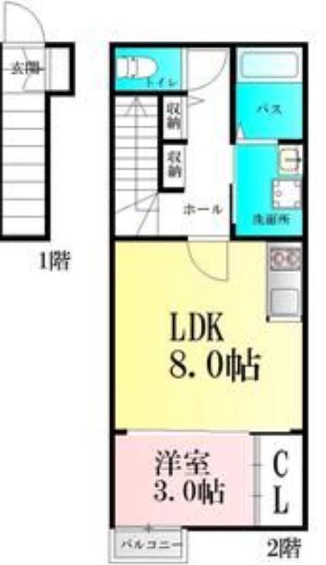 プログレス(1LDK/2階)の間取り写真