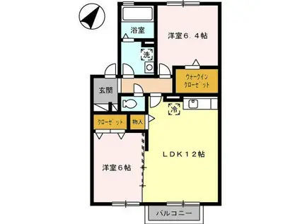 ボヌール コートB棟(2LDK/2階)の間取り写真