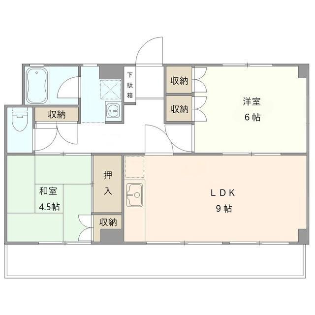 グランコート天王台(2LDK/4階)の間取り写真