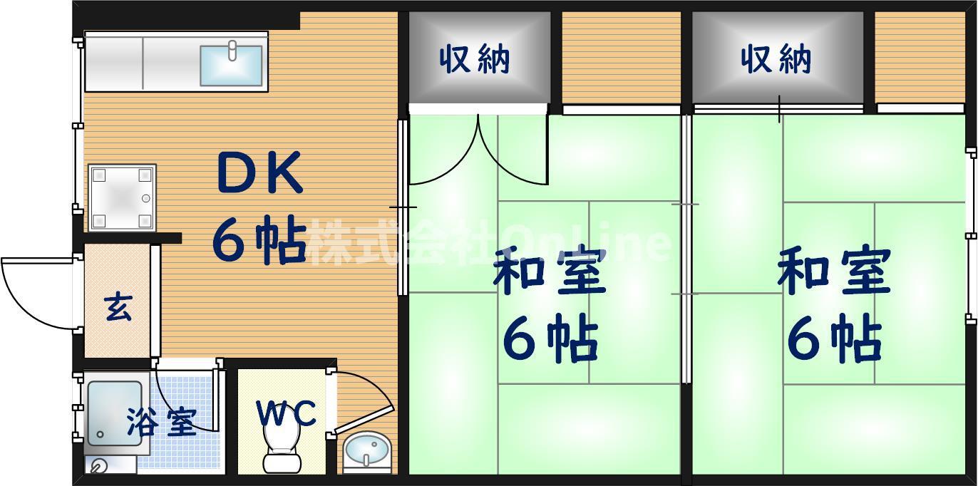 第1ハイマート(2DK/2階)の間取り写真