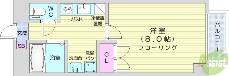 サンパラン泉(1K/2階)の間取り写真