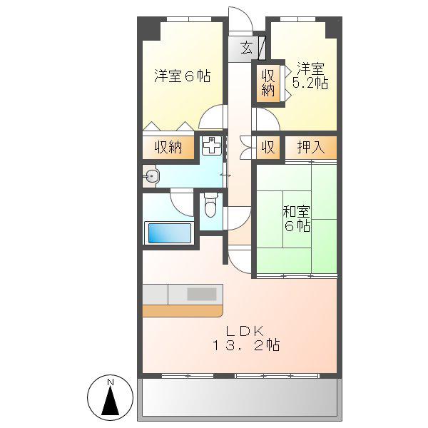 井清寿マンション(3LDK/5階)の間取り写真