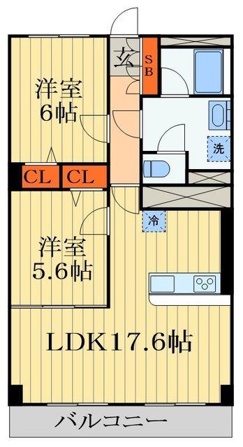 DIKマンション(2LDK/3階)の間取り写真