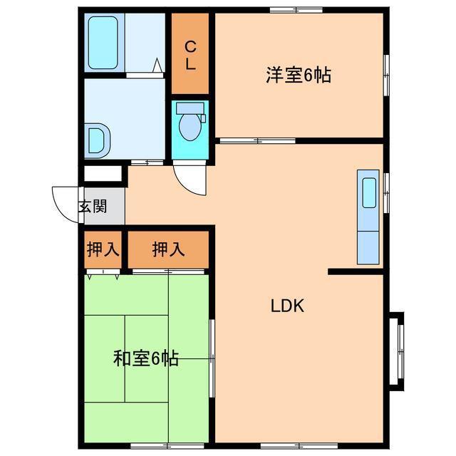 グリーンハウス(2LDK/1階)の間取り写真