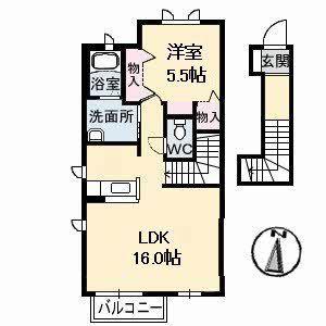 アベニールB(1LDK/2階)の間取り写真