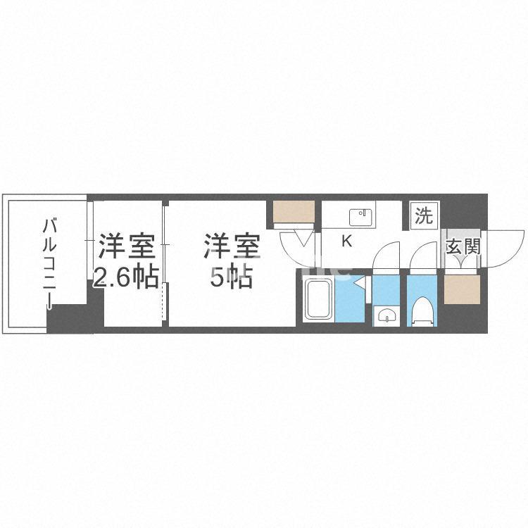 セレニテ難波グランデノール(2K/3階)の間取り写真