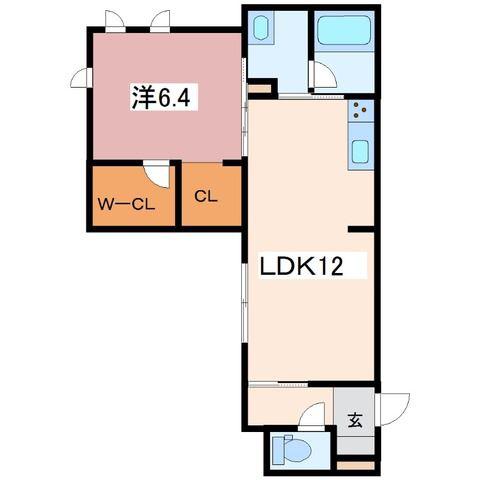 VILLA CREST(1LDK/1階)の間取り写真
