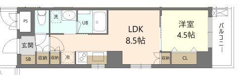 GRAND-MERE横浜大口(1LDK/4階)の間取り写真
