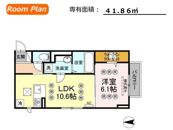 D-ROOM宇品西(1LDK/1階)の間取り写真
