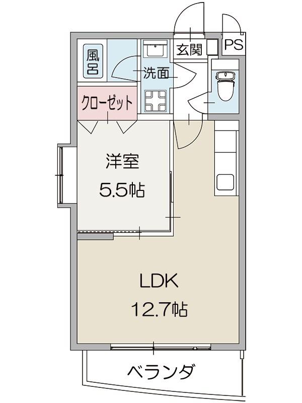 エバーグリーン(1LDK/3階)の間取り写真