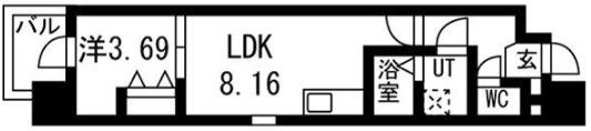 アート天王寺(1LDK/4階)の間取り写真
