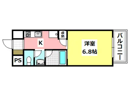 エスト茨木(1K/6階)の間取り写真