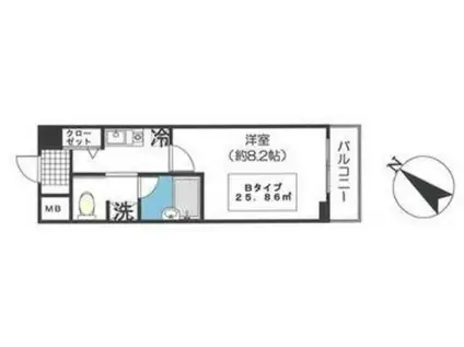 USビル(1K/6階)の間取り写真