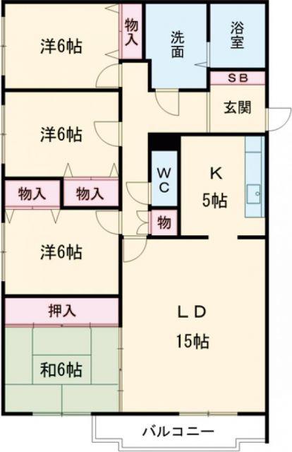 セントラルコーポ日の出II(4LDK/2階)の間取り写真