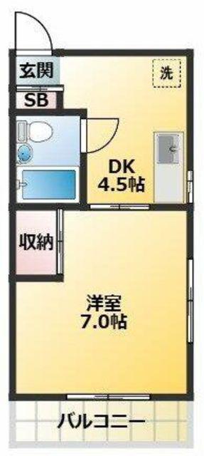 ヴィレッジ・I(1K/3階)の間取り写真