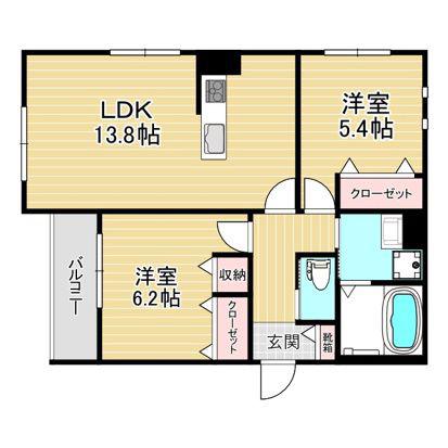 ストック羽沢(2LDK/1階)の間取り写真