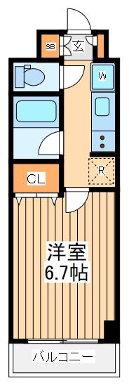 アゼスト立川(1K/6階)の間取り写真