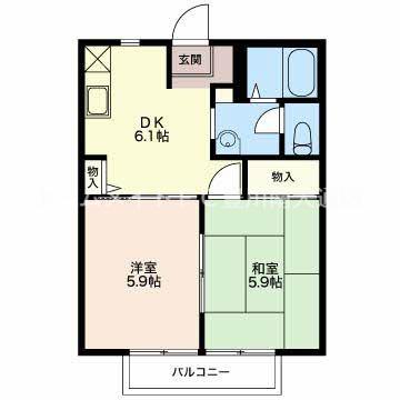 シャトレー南山 C棟(2DK/2階)の間取り写真
