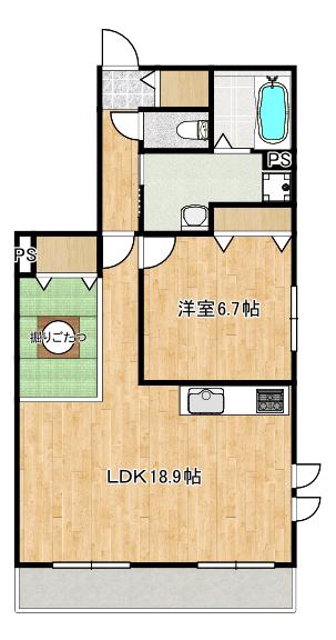八杉メゾン(1LDK/1階)の間取り写真
