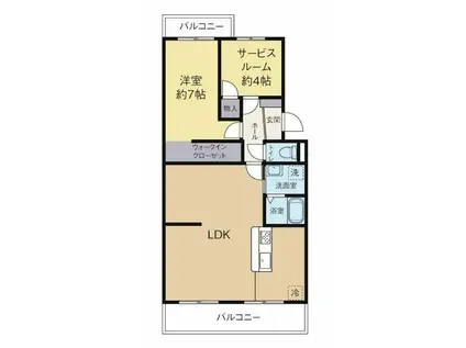 フローラ蜆塚II(1SLDK/4階)の間取り写真