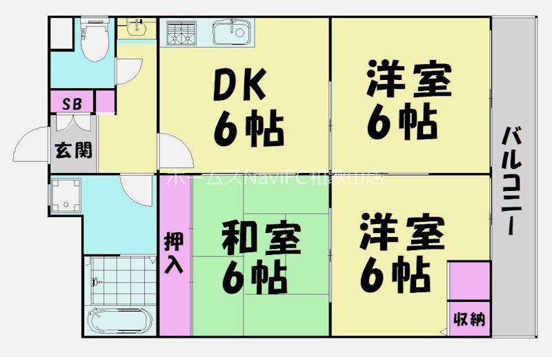 YP東松江(3DK/4階)の間取り写真
