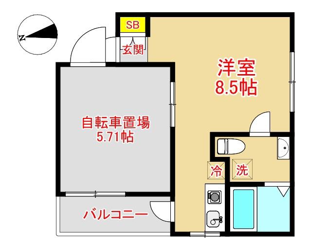 ガレット藤崎南(ワンルーム/3階)の間取り写真