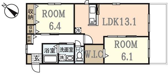 サンハイムC棟(2LDK/1階)の間取り写真