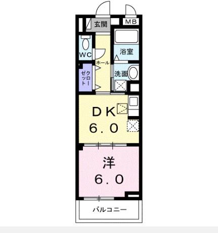 ボワ リュネール(1DK/1階)の間取り写真