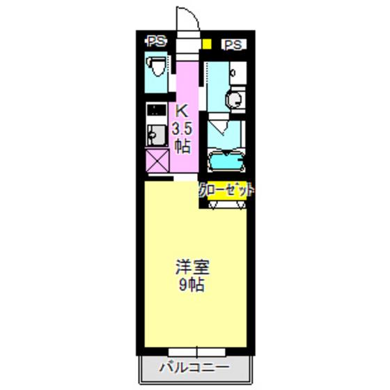 グランドカメリアII(1K/2階)の間取り写真
