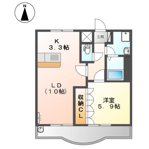 SOLEIL LEVANT (1LDK/2階)の間取り写真