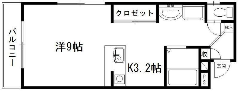 サンライフ鴨江(1K/2階)の間取り写真