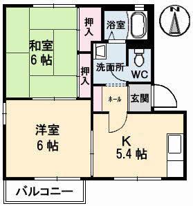 マーガレットハイツ(2K/2階)の間取り写真