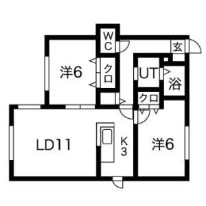エルドラードウエスト(2LDK/2階)の間取り写真
