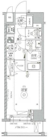 クレイシア戸越公園(1K/1階)の間取り写真