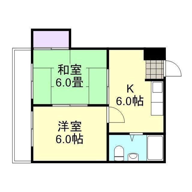 岡本ビル(1LDK/2階)の間取り写真