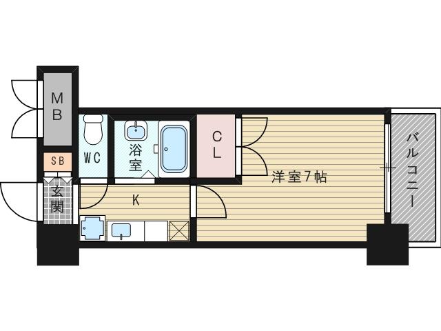 ローズコーポ新大阪9(1K/4階)の間取り写真