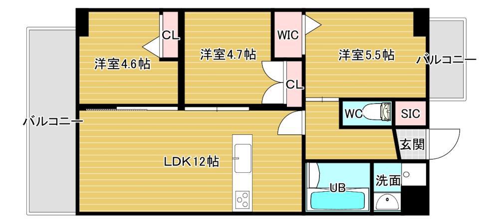 コンダクトレジデンスHIBIKINO(3LDK/6階)の間取り写真