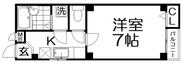 プチシャトー寺田(1K/2階)の間取り写真