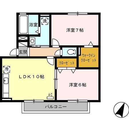 リヴェール塚田(2LDK/2階)の間取り写真