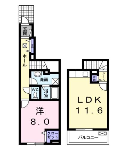 GARDEN SQUARE(1LDK/1階)の間取り写真