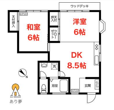 ローズハイツ(2DK/1階)の間取り写真