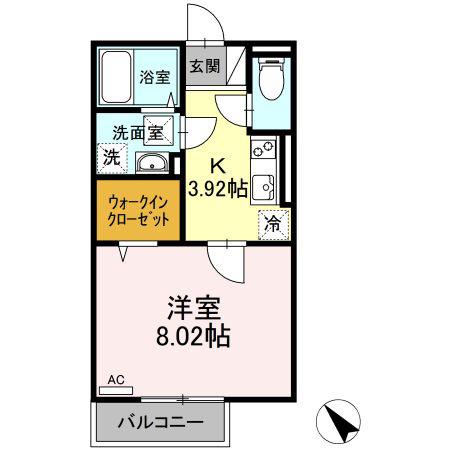アプリコット住崎町(1K/1階)の間取り写真