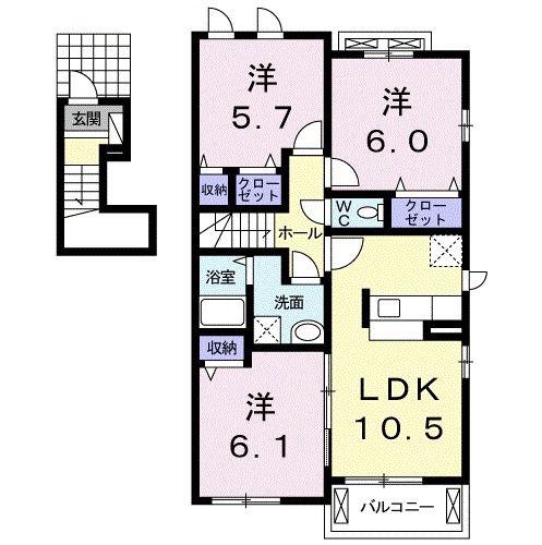 セレノA(3LDK/2階)の間取り写真