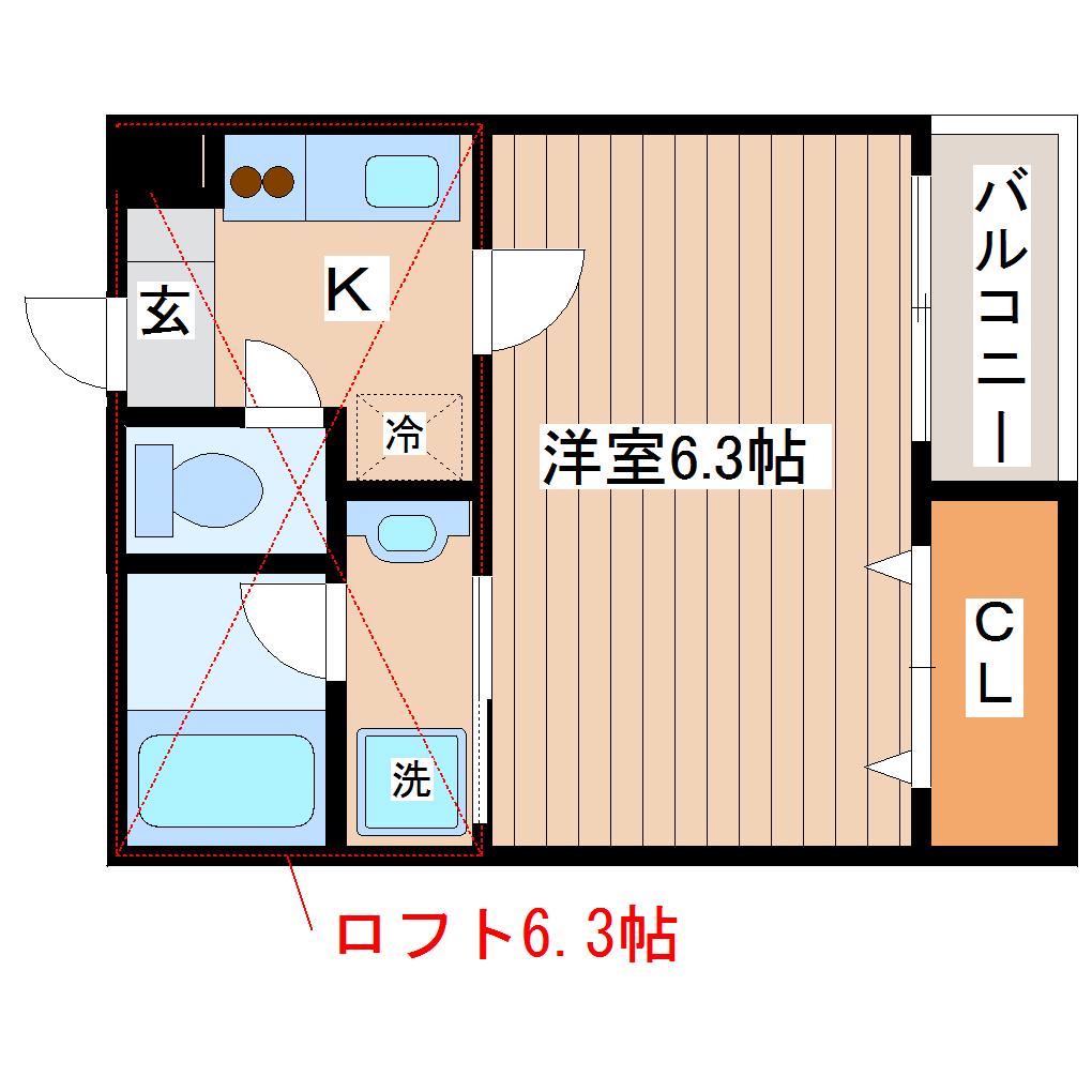 シエル荒巻(1K/2階)の間取り写真