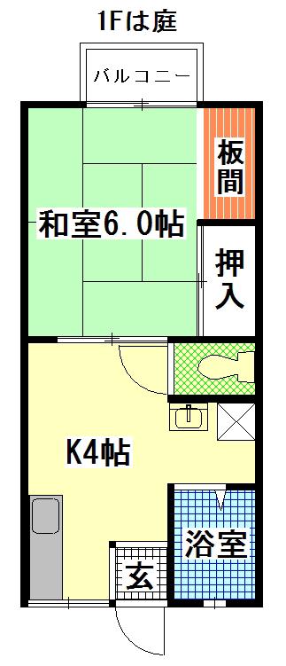 第2宗ハイツ(1K/2階)の間取り写真