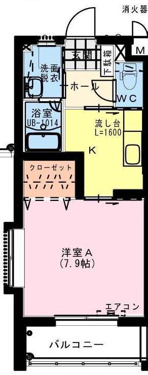 サテリット・K(1K/2階)の間取り写真
