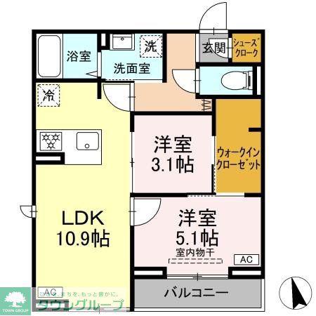 D-SOLACE津田沼II(2LDK/3階)の間取り写真
