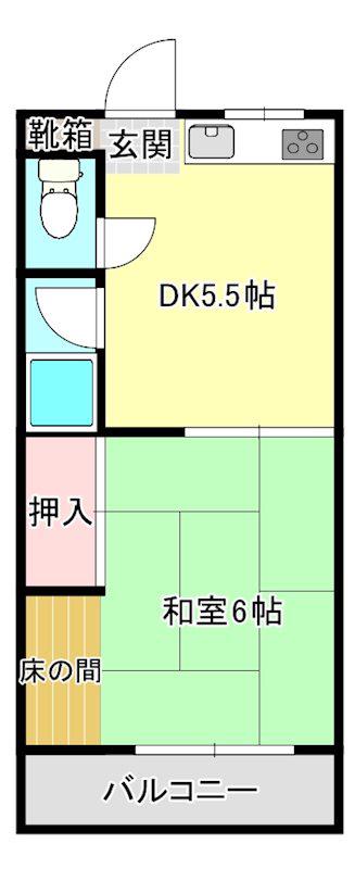 第一大正町ハイツ(1DK/1階)の間取り写真