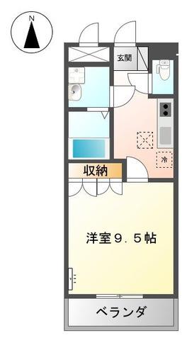 グランディール城山(1K/1階)の間取り写真