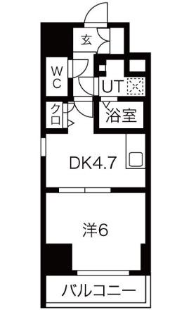 ファーストステージ梅田ウエスト(1DK/15階)の間取り写真
